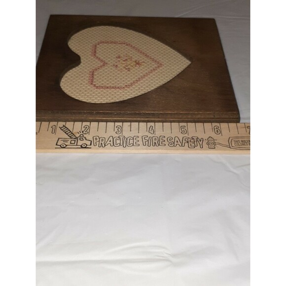 Vtg Handmade Rustic Wood Heart Frame Cross Stitch Heart Boho Country - Picture 9 of 9